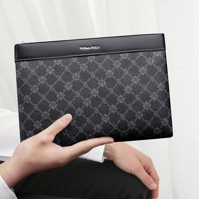 Emperor Paul Handbag Men's Premium Handbag Men's Soft Large Capacity Business Casual PVC Envelope Bag Men's