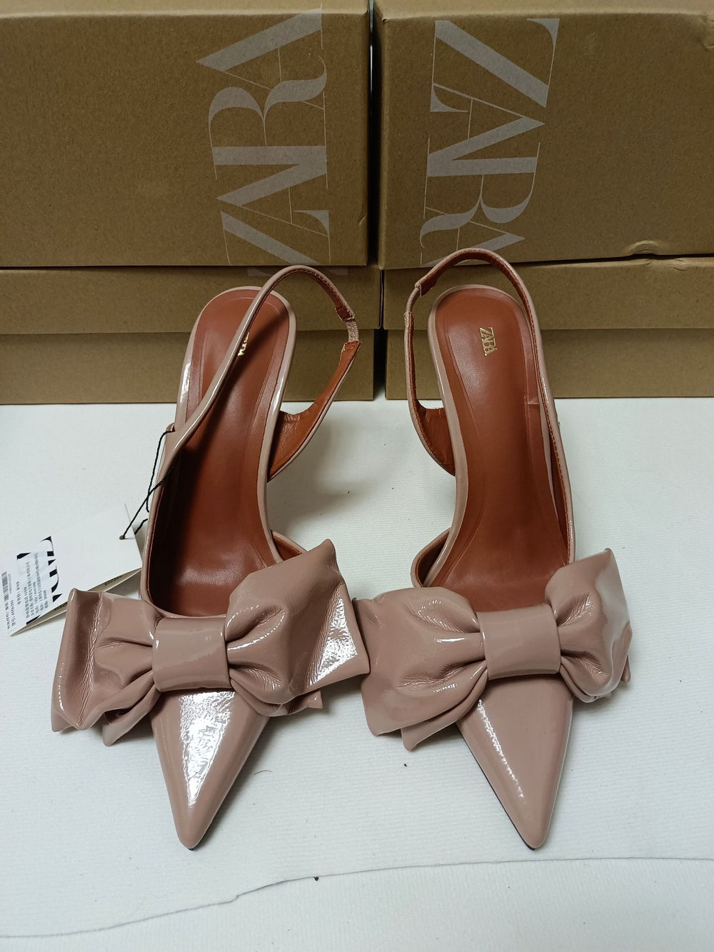 Za2024 summer new fashion bowknot metal strap high heel women's pointed toe slingback stiletto sandals