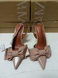 Za2024 summer new fashion bowknot metal strap high heel women's pointed toe slingback stiletto sandals