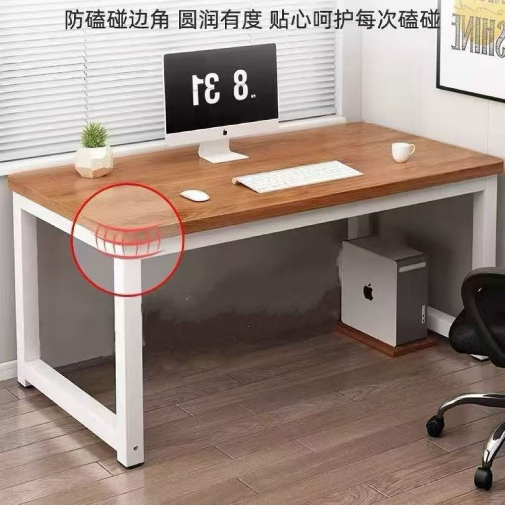 Rounded corner computer desk - desktop home student study table - commercial bean bag desk - modern minimalist office desk
