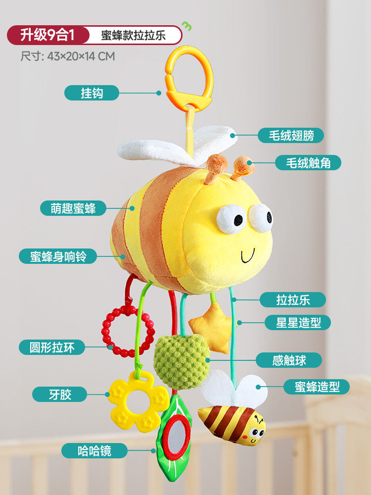 infant pendant bedside bed bell rattle fabric soothing toy baby crab animal paper pull fun