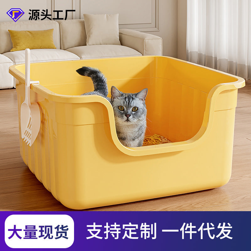 Cat litter box Large capacity anti-splash cat toilet Kitten giant cat litter box Large size plus height cleaning supplies