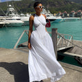 European and american women's clothing  autumn new collection: sweet and fresh sleeveless a-line maxi dress with cinched waist for a slimming silhouette