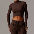 European and american style quick-dry long sleeve workout top - high neck, compression fit, versatile outerwear, yoga shirt 8933