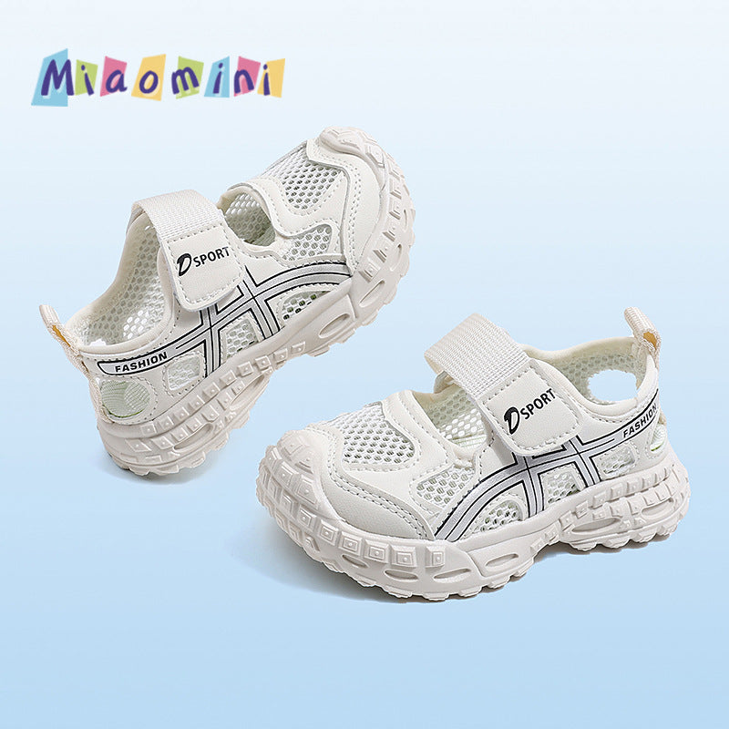 Summer kids sneakers breathable mesh girl frame shoes soft bottomnon-slip boys toe cap sandals 1-6 years old