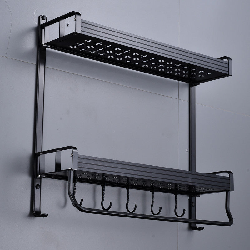 No punching kitchen rack wall-mounted wall seasoning box supplies household Daquan hanger storage artifact black