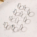 Wholesale bowknot rings: european and american cross-border accessories, women's ins-style niche high-end diamond 10-piece silver jewelry set
