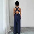 women's halterv neckbackless jumpsuit waist tie backloose pantswork clothingcasualslimming look jumpsuit