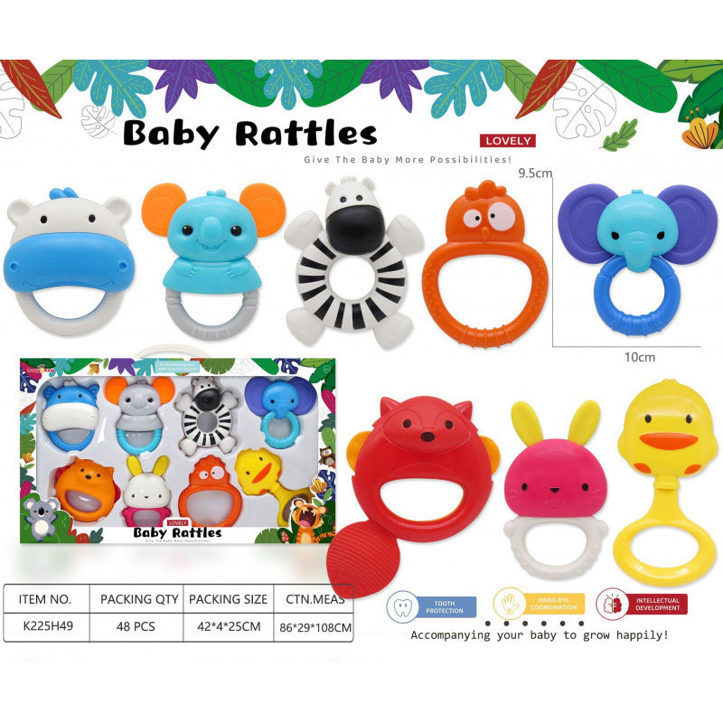 Cross-border export baby toys 0-1 years old gift box rattle set newborn baby soothing hand crank grip puzzle