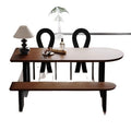 French medieval style solid wood island dining table and chairs for home small apartment wall-mounted semi-circular dining table negotiation reception long table