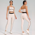 Fashion cross-border sports yoga suit two-piece set naked double-sided brushed outdoor running fitness sling yoga clothes