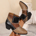 plus size 26 fall and winter new arrival studded side zipper short boots women's european and american pointed toe thick heel chelsea boots wholesale