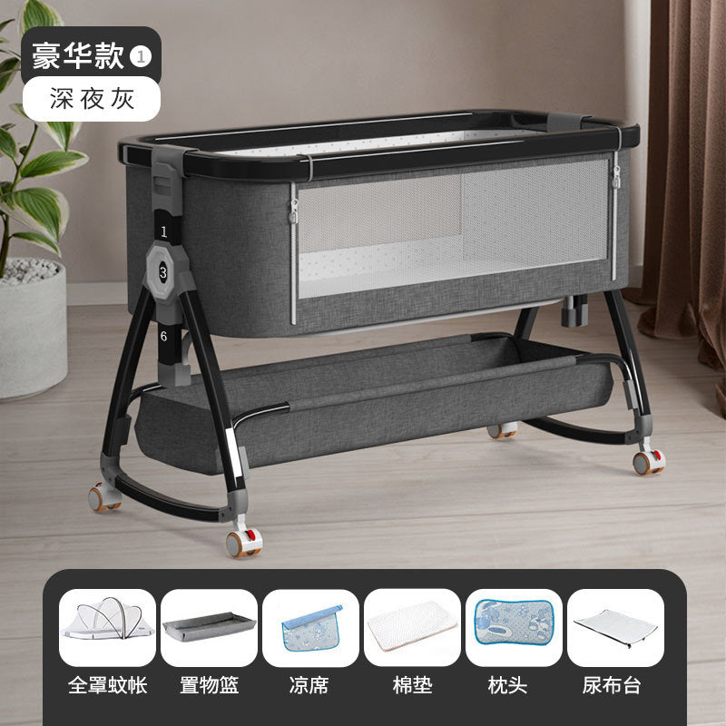 Aluminum alloy baby crib - portable, foldable, multi-functional bassinet - newborn splice bed