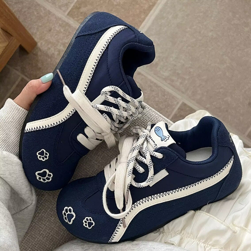 Women's german army trainers (gats) - new 2026 spring/autumn collection - retro round toe casual sneakers - versatile height increasing platform sneakers for women