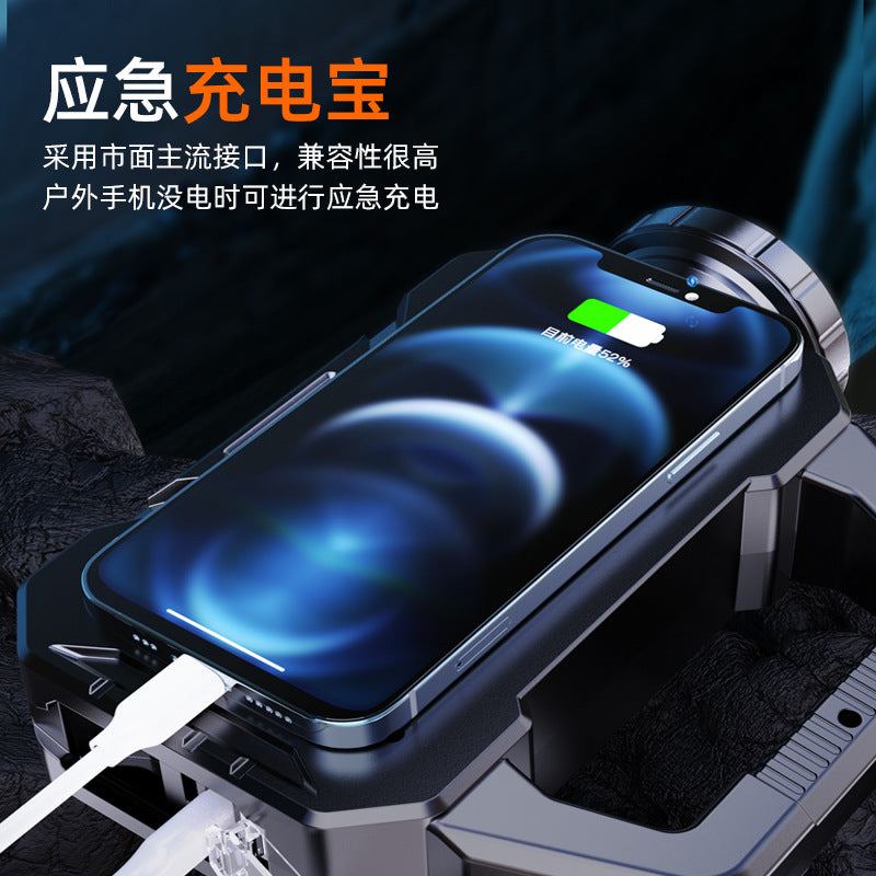 Cross-border new solar USB charging multi-function outdoor home LED strong light portable flashlight