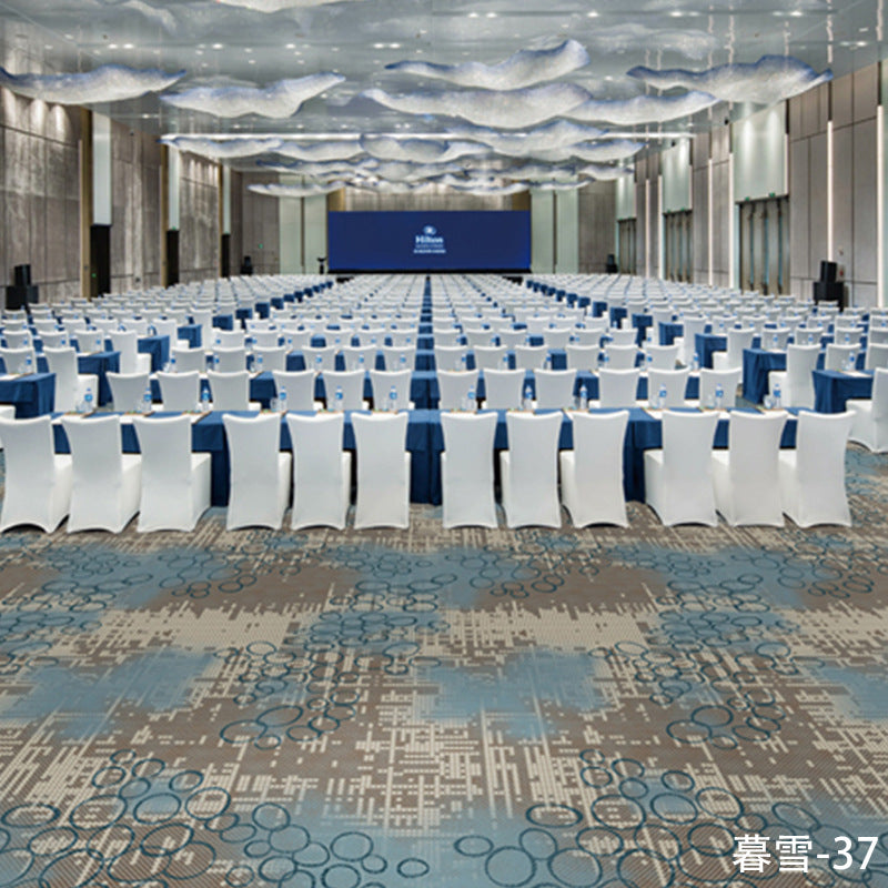 Custom carpets for hotel banquet halls, corridors, and aisles - fire-retardant, full-spread nylon printed carpets for restaurants and dining rooms