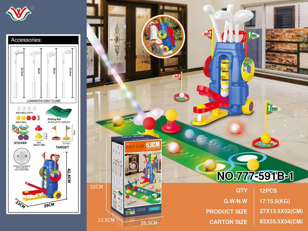 Hand-pushed kids golf set indoor and outdoor telescopic box sports toys family interactive sports simulation batch