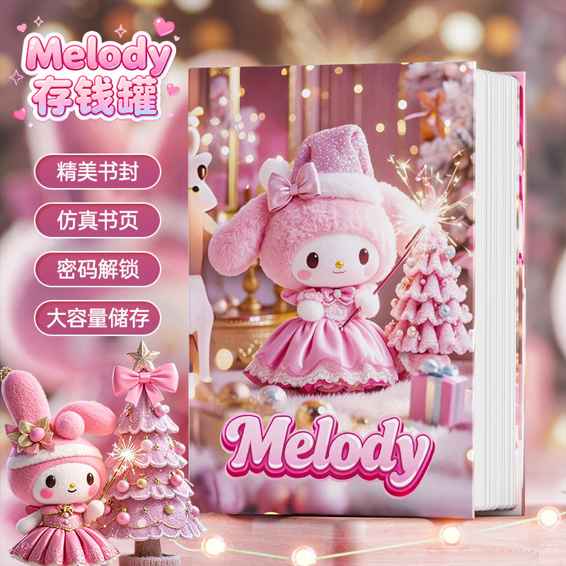 Labubu cartoon animation piggy bank new arrival book style girl girl safe savings box exquisite book cover imitation