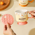 New arrival small fresh style ceramic cup girlcute water cup with lid for girlfriend sister couple gift coffee cup
