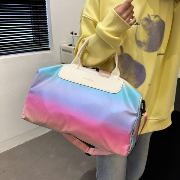 Gradual change of color travel bag, the same for men and women, light and large-capacity sports fitness bag, short-distance dry and wet separation travel