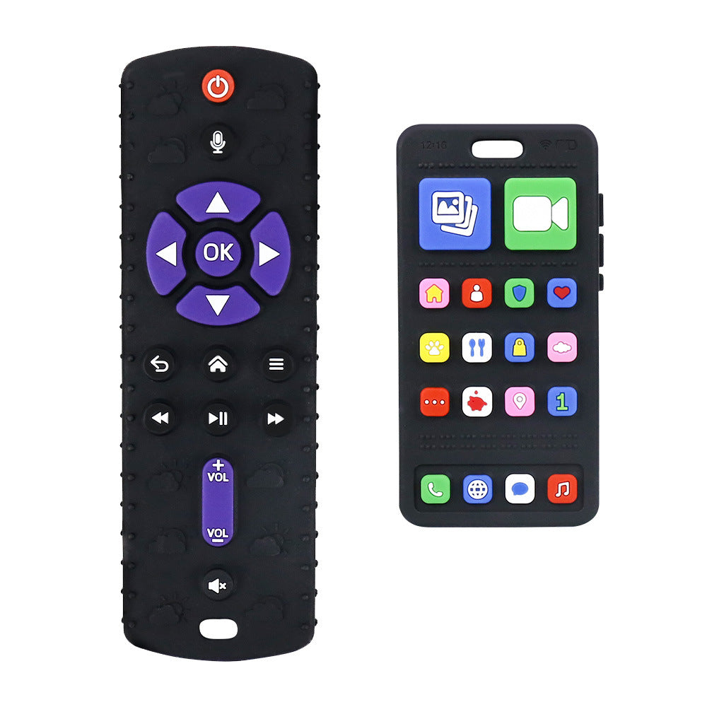 Cross-border color pressing mobile phone toothpaste baby food grade boiled anti-eating hand biting glue tooth grinding stick baby toothpaste