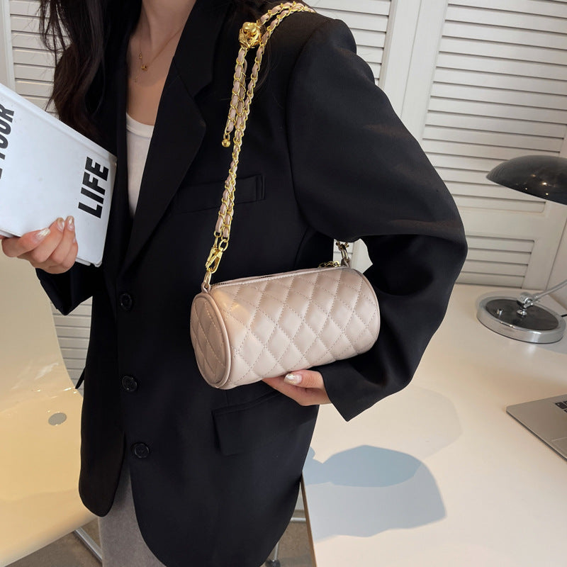 Foreign order popular niche bag women's 2025 summer new diamond chain shoulder messenger bag popular cylinder bag