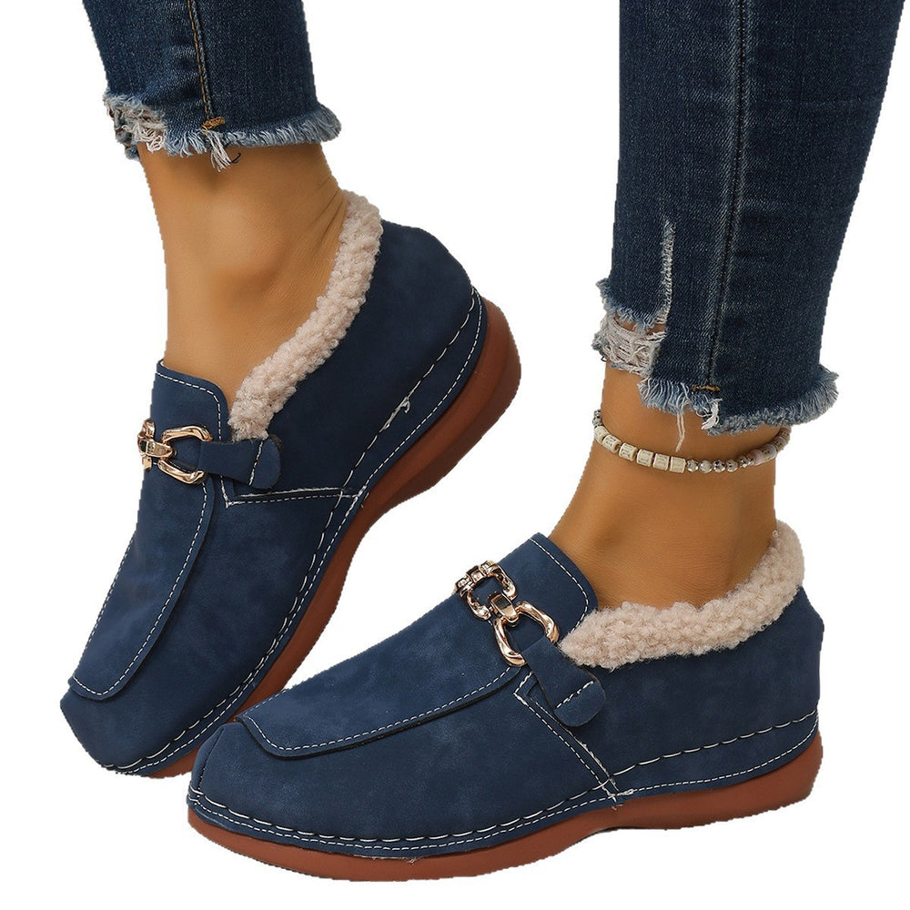 Export woolen shoes for women fall and winternew arrivalfleece-linedthickenedeasiest for match soft bottom casual slip-on small fragrant bean cotton shoes
