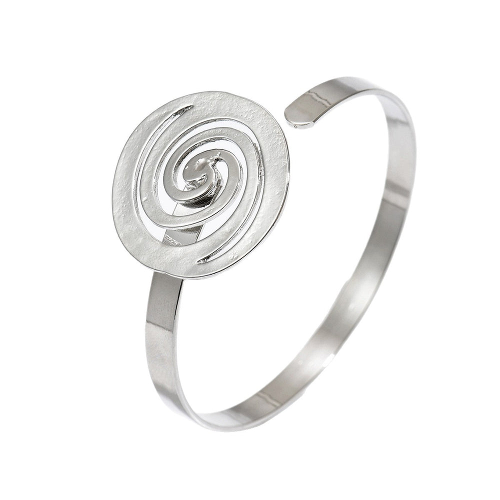 European and american cross-border fashion exaggerated irregular swirl design open ring alloy geometric spiral bracelet set for women