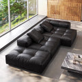 Designer minimalist modular genuine leather sofa - modern italian style villa - simple square corner black pixel sofa