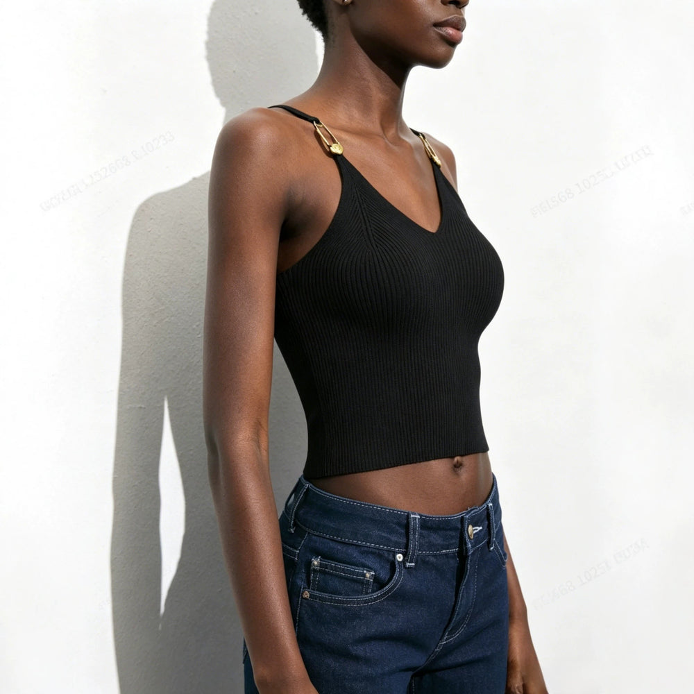 european and american cross-border tank top camisole women's summer outerwear inner layer v-neck slimming sweater top