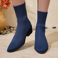 Exportplus sizefashion slim boots women's high heel short boots knittingfall and wintersingle boots thick heel square toe shoes women's boots