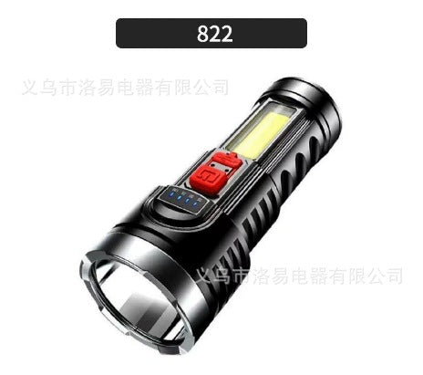 Cross-border new outdoor portable strong light flashlight USB charging OSL highlight mobile COB power LED flashlight