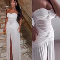 african, european, and american sexy bandeau stretch mesh bodycon sexy fashionable evening gown socialite dress
