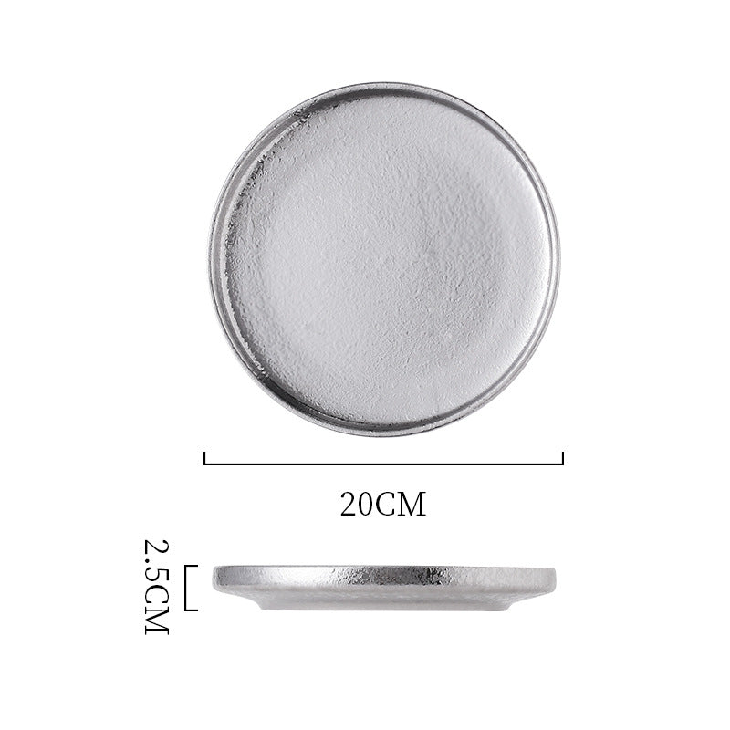 Insaccessible luxury ceramic western dinner plate retro ceramic restaurant for home shallow plate japanese ceramic good-looking dish plate