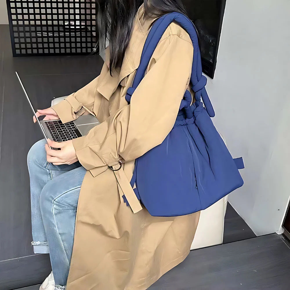 Down cloud bag nylon cotton filled fashion portable tote bag storage bag messenger bag women's bag manufacturer customization