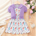 Kids' two-piece set: solid color jacket & printed dress
