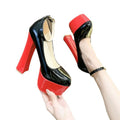 Spring autumnew arrivalk-styleflatswaterproof platform women's shoes thick heel high heels round toe one-piece buckle patent leather princess shoes