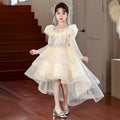 Girls' formal dresses, train, short front and long back, ready-made tulle skirts, girls' runway princess dresses, ready-to-ship for export, piano recital dresses