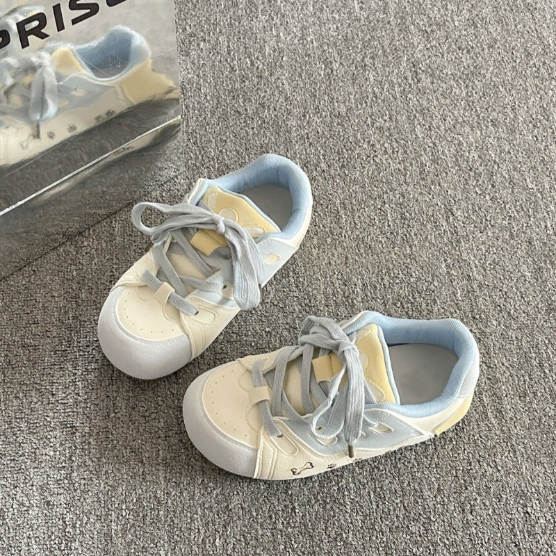 Silver student german training shoes thick sole bread shoes for women 2026new arrivalspringcasualeasiest for match soft bottom sports white shoes