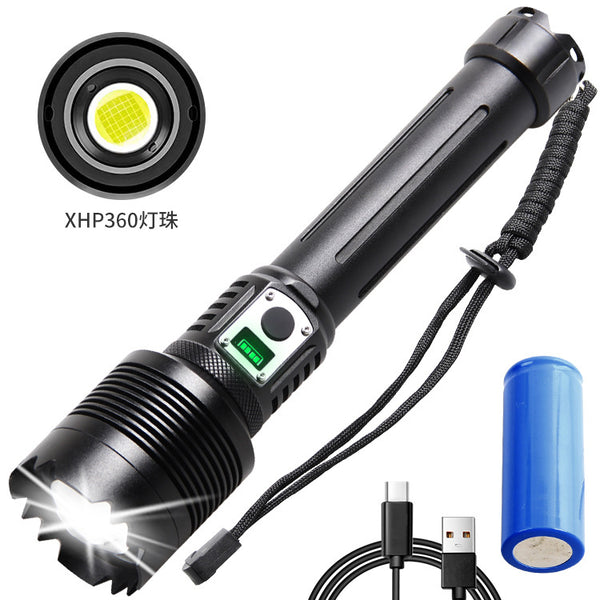 Cross-border zoom flashlight, upgraded TYPE-C USB charging belt output XHP70 strong light XP360 flashlight
