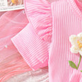 Baby girl cute three flowers stripespatchwork mesh one-piece jumpsuit dress
