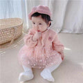 Spring & fall full moon baby girl sweetelegant double-layer one-piece hoodie, western-style princess, 100-day baby outing romper