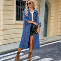 Insfashion cross-border foreign trade women's clothing new arrival  independent station washed cardiganlong denim outwear windbreaker