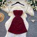 K-style sleeveless light mature styletube top waist dress women's summerhigh waistslimming look a-line skirt work clothingelegantaccessible luxury