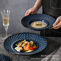 Japanese kiln-turned-beautiful western food plate, household polka dot creative tall spaghetti plate, soup plate, dessert plate