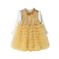 Girldress chinese style new year's greetings dress winter tang suit birthday dress fleece-lined tutu skirt princess dress