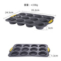 New 12-cavity silicone waffle mold with frame, jelly mold, household two-color non-stick muffin cup baking pan
