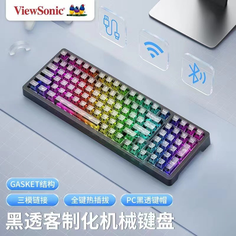 Viewsonic kt99 transparent customized true mechanical keyboard gasket wireless three-mode crystal keycaps