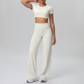 Cloud-feel quick-dry cropped tank top with built-in bra yoga set - women's two-piece outfit for outdoor leisure, running, sports, and fitness