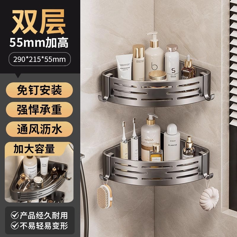 Suction cup triangle traceless storage rack bathroom storage toilet supplies storage rack corner rack storage rack wall-mounted